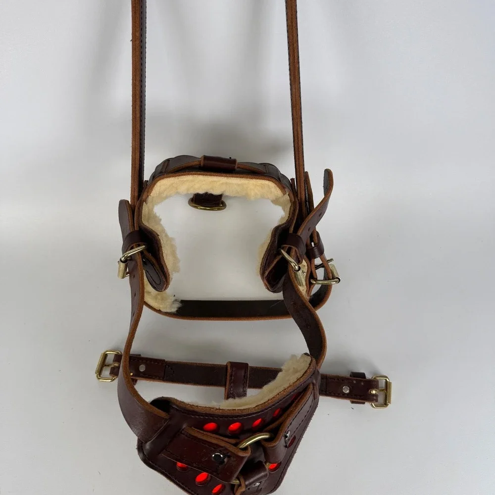 Leather Service Dog Hard Handle Mobility Harness SHERPA Brass DRing